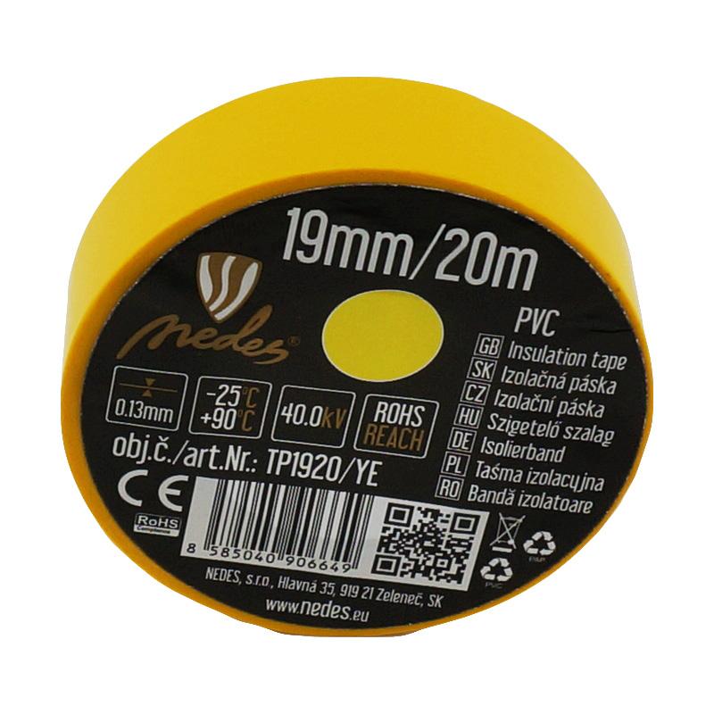 Insulation tape 19mm / 20m yellow - TP1920/YE