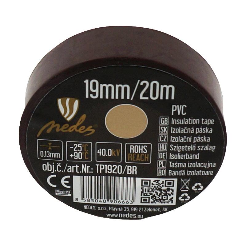 Insulation tape 19mm / 20m brown - TP1920/BR
