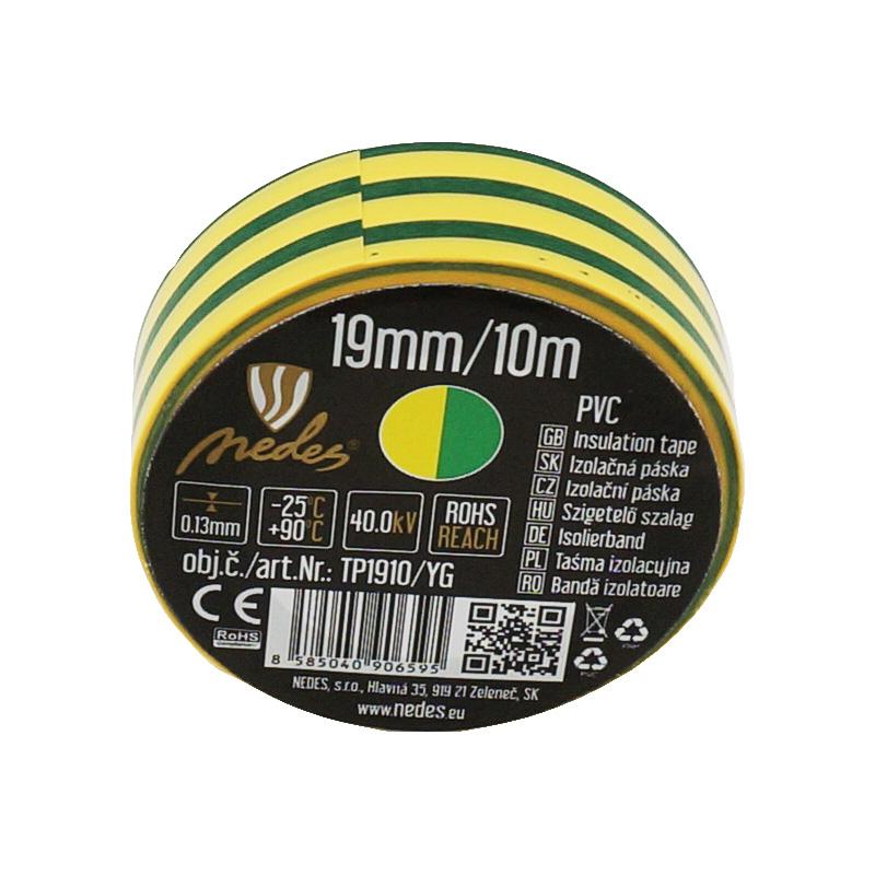 Insulation tape 19mm/10m yellow/green -TP1910/YG
