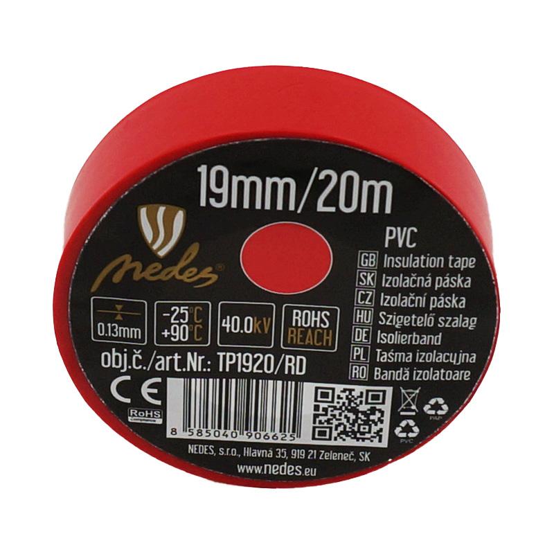 Insulation tape 19mm/20m red -TP1920/RD