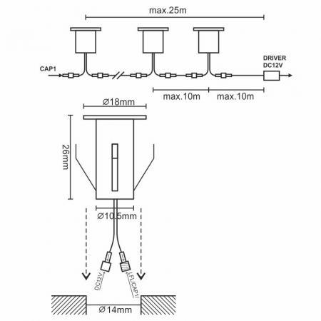 LED floor light 0,4W / IP67 FL101 / 2800K - LFL110 4