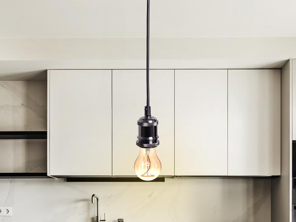 Hanging light E27 / 1m / chrome / glossy black - BH622B 1