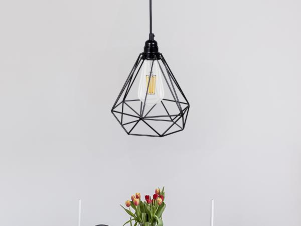 Black metal hanging light 1 x E27 - ME0010