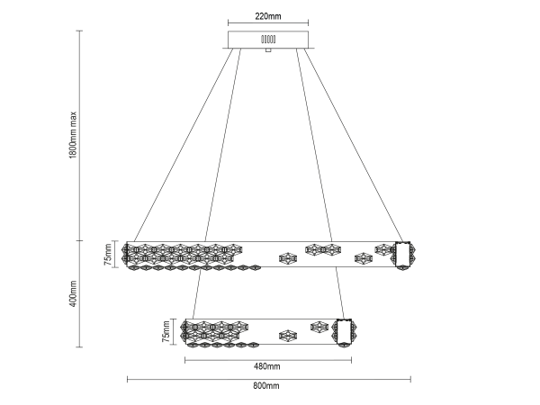 CLARIS závesný krištáľový luster - V30006 5