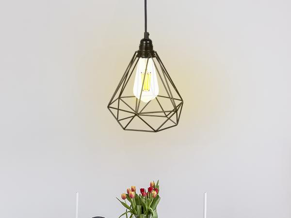 Black metal hanging light 1 x E27 - ME0010 1