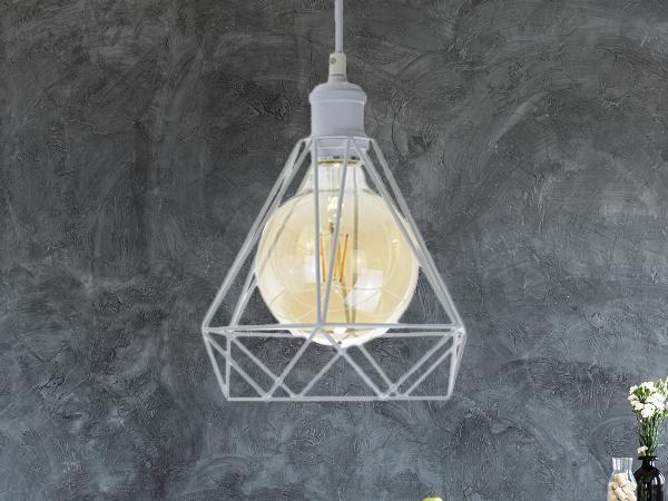 White metal hanging light 1 x E27 - ME0110