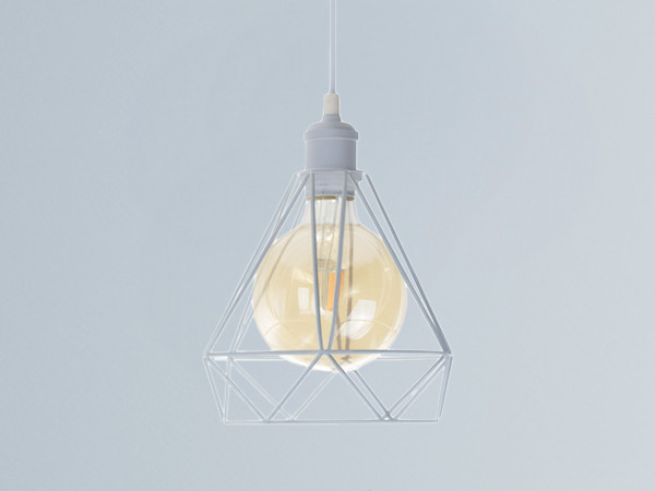 White metal hanging light 1 x E27 - ME0110
