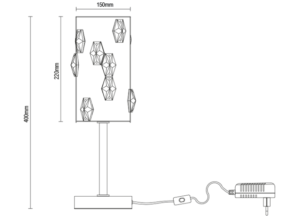 CLARIS stolná krištáľová lampa 400 - V30011 9