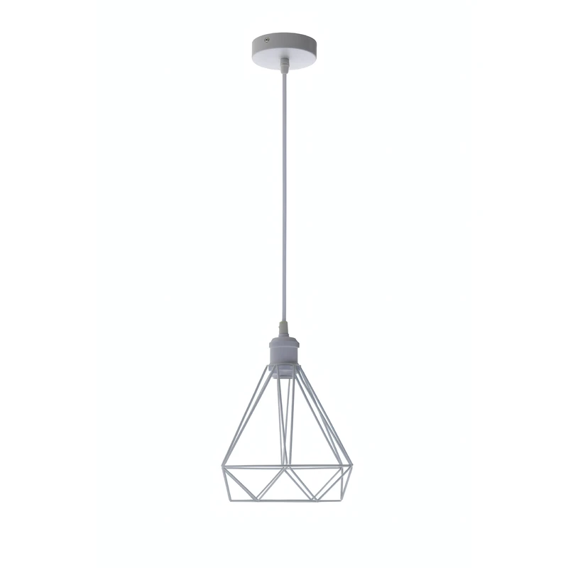 White metal hanging light 1 x E27 - ME0110 4