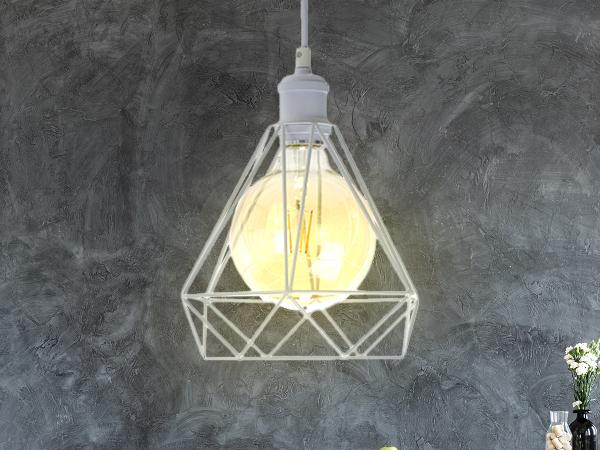 White metal hanging light 1 x E27 - ME0110 1