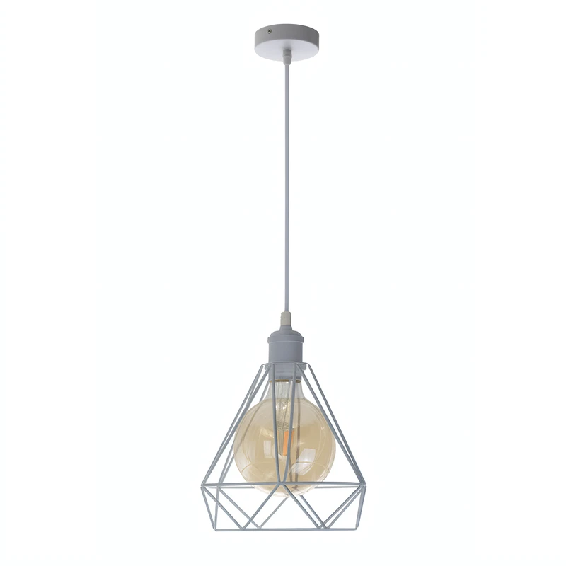 White metal hanging light 1 x E27 - ME0110 5
