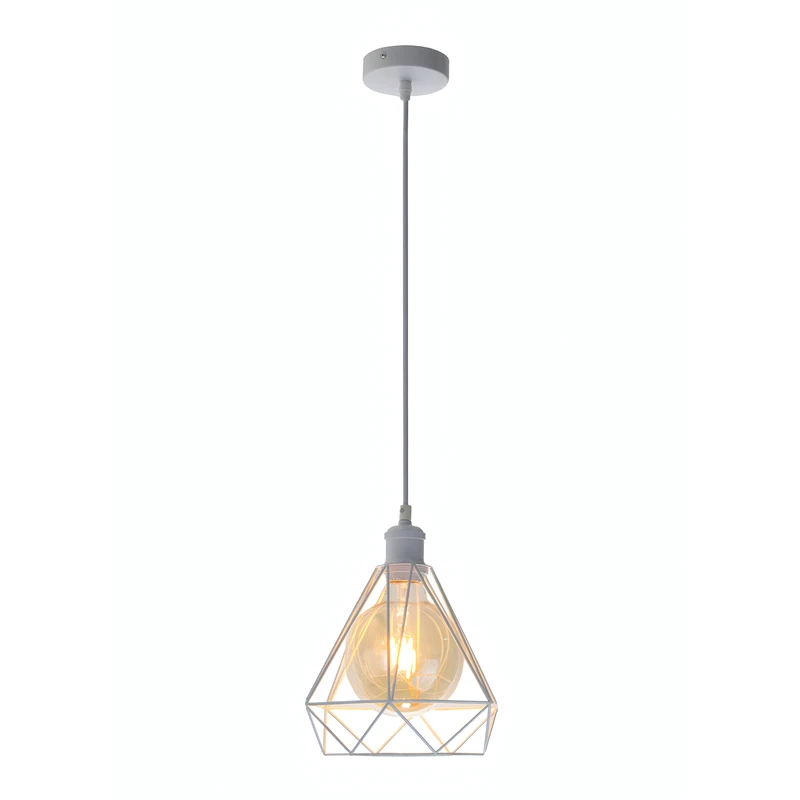 White metal hanging light 1 x E27 - ME0110 6