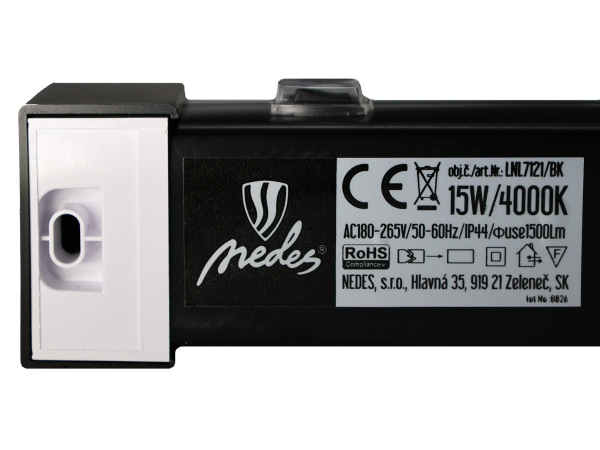 15W LED bathroom light / IP44 / 600 / 4000K - LNL7121/BK 7
