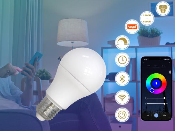 LED bulb WIFI 9W - A60 / E27 / CCT + RGB - ZLS532W 1