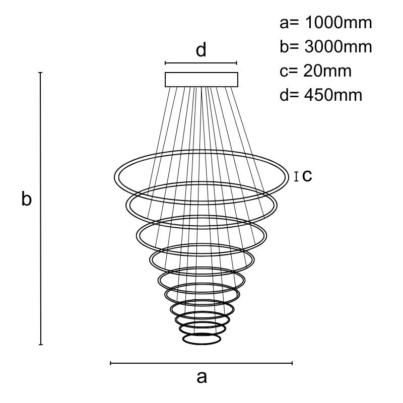 LED hanging light with remote control 365W - J4373/B