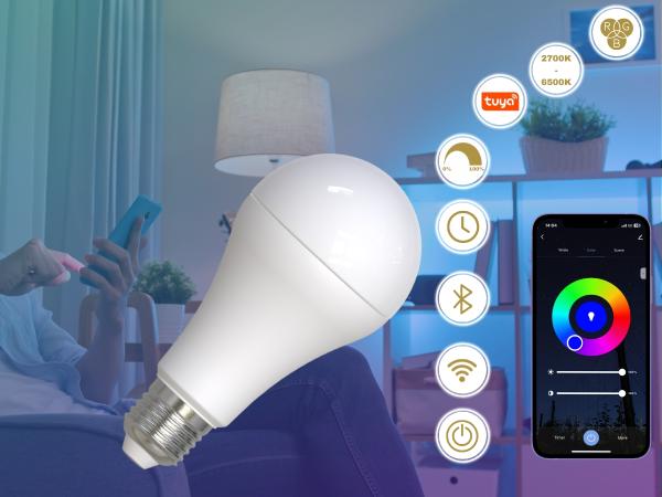 LED bulb WIFI 15W - A60 / E27 / CCT + RGB - ZLS535W 1