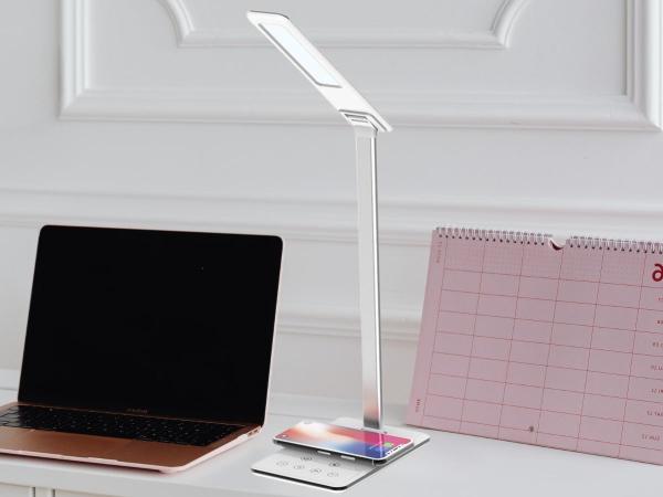 LED desk lamp JOY dimming, timer, wireless charging, USB 6W - DL2301/W