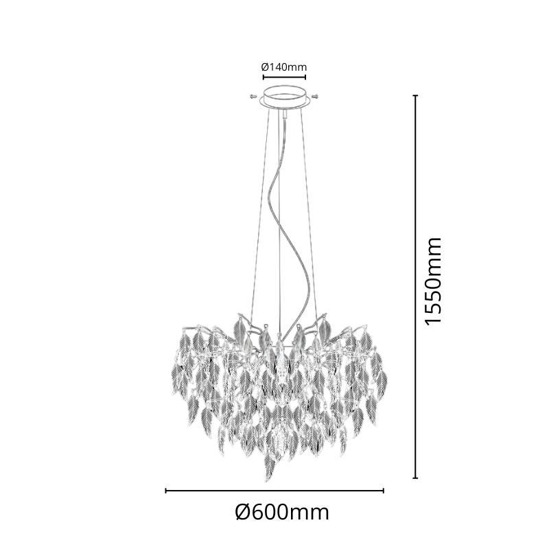 Luxurious crystal hanging chandelier 10 x G9 - CA043/600