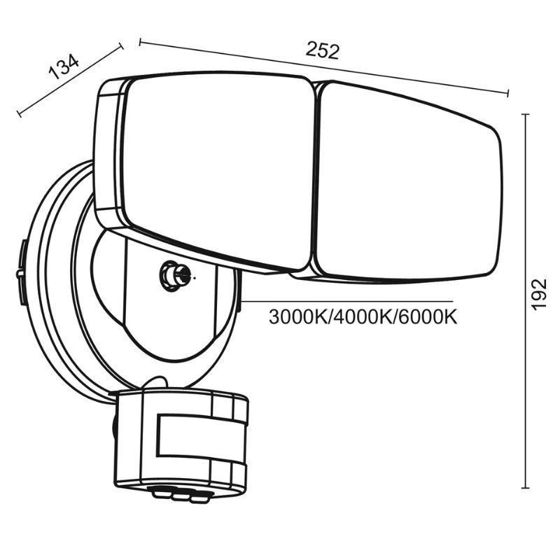 Outdoor black LED spotlight with PIR sensor 24W/3000K/4000K/6000K - LFX025 19