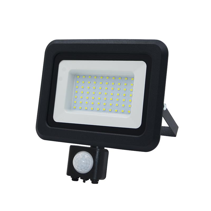 Outdoor black LED floodlight with sensor 50W / 4000K - LF0024S