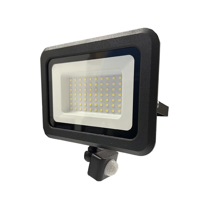 Outdoor black LED floodlight with sensor 50W / 4000K - LF0024S