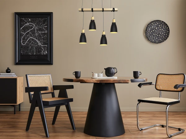 Metal hanging light with wood 4 x E27 - ME0013-3 3