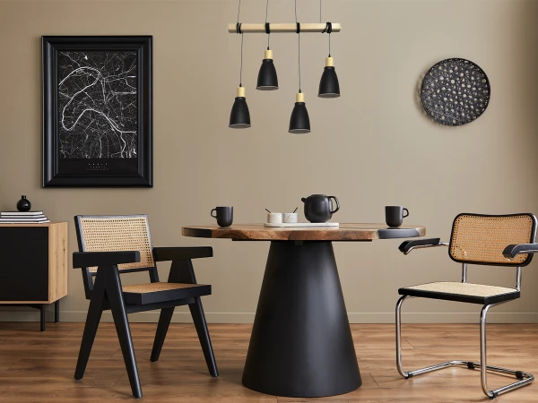 Metal hanging light with wood 4 x E27 - ME0013-3 2