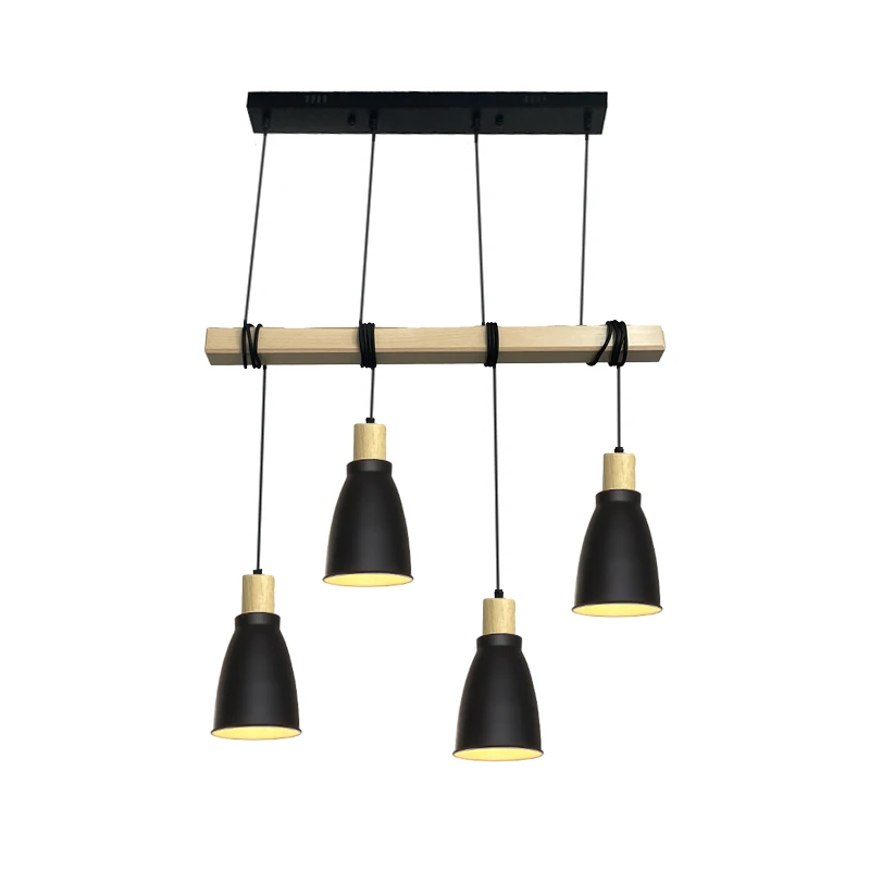 Metal hanging light with wood 4 x E27 - ME0013-3 4