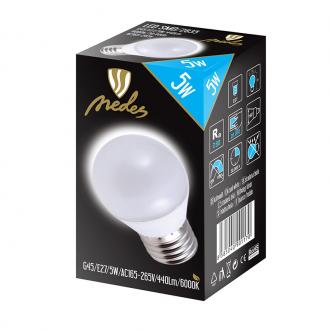 LED bulb 5W - G45 / E27 / SMD / 6500K - ZLS807
