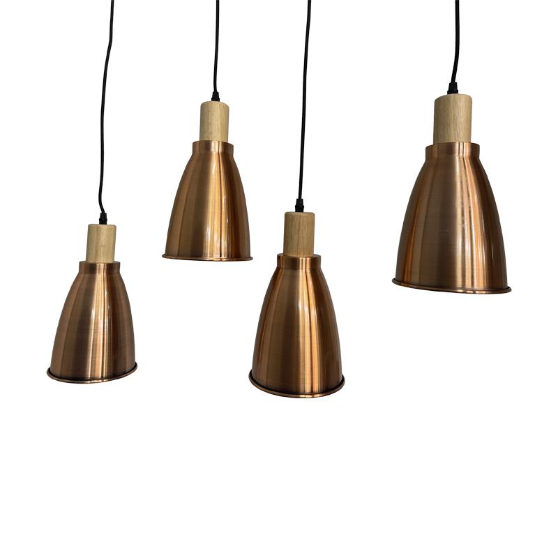 Metal hanging light with wood 4 x E27 - ME0413-4/B