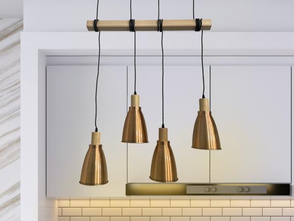 Metal hanging light with wood 4 x E27 - ME0413-4/B 1