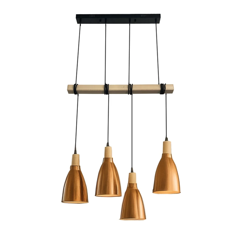 Metal hanging light with wood 4 x E27 - ME0413-4/B 4