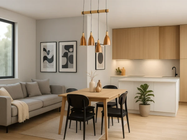 Metal hanging light with wood 4 x E27 - ME0413-4/B 2