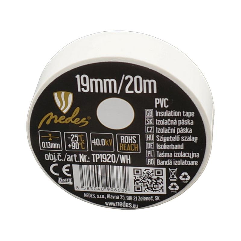 Insulation tape 19mm/20m white -TP1920/WH