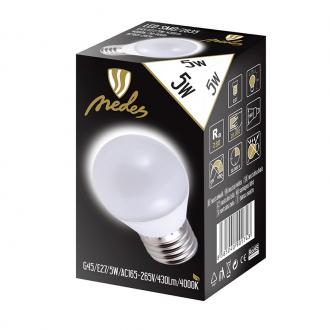LED bulb 5W - G45 / E27 / SMD / 4000K - ZLS827