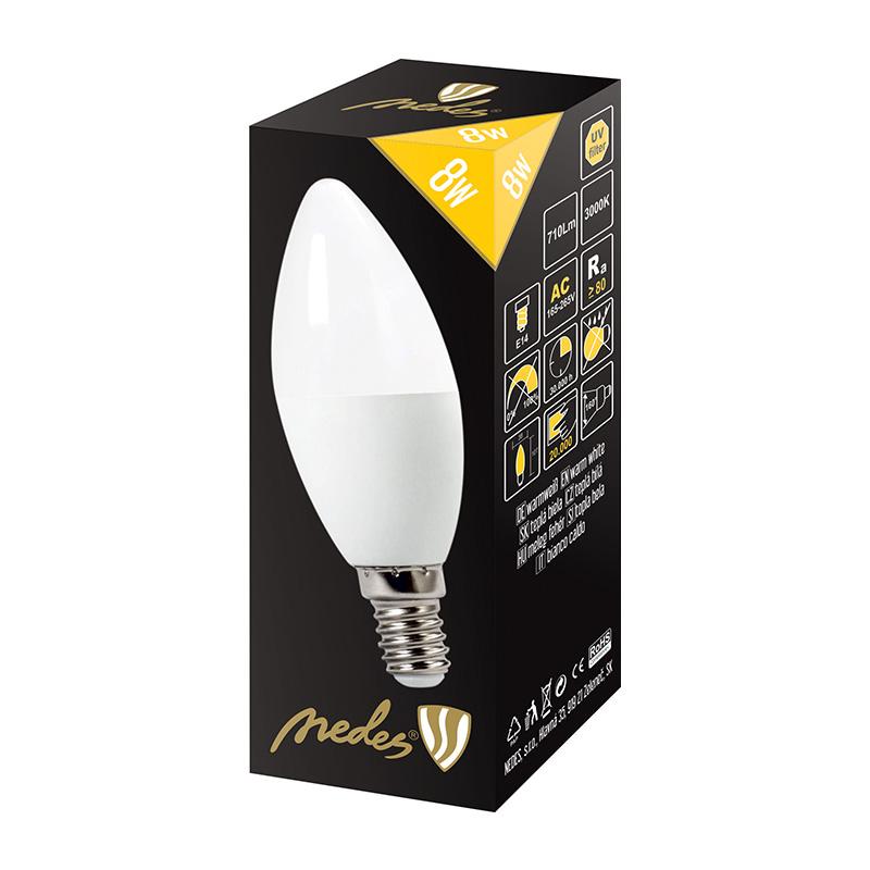 LED bulb 8W - C37 / E14 / SMD / 3000K - ZLS714