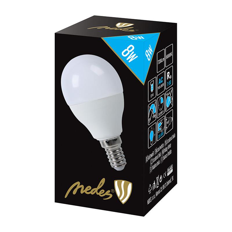 LED bulb 8W - G45 / E14 / SMD / 6500K - ZLS804