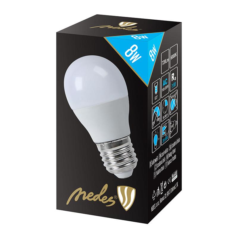 LED bulb 8W - G45 / E27 / SMD / 6500K - ZLS809